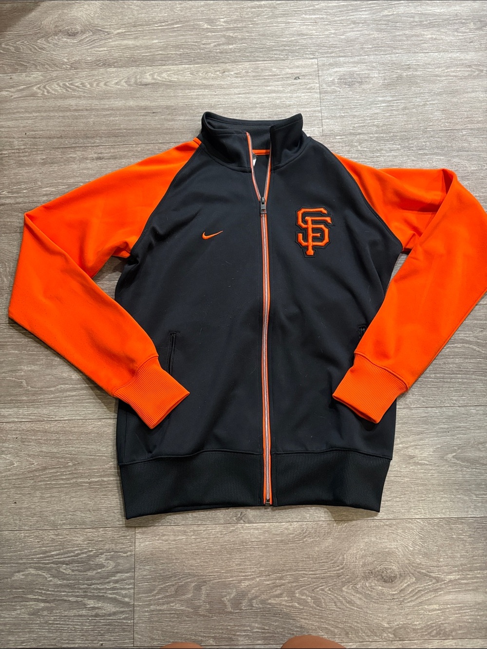 Nike Black and Orange SF Giants Embroidered Full-Zip Jacket